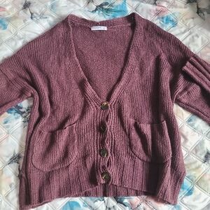 burgendy/purple cardigan